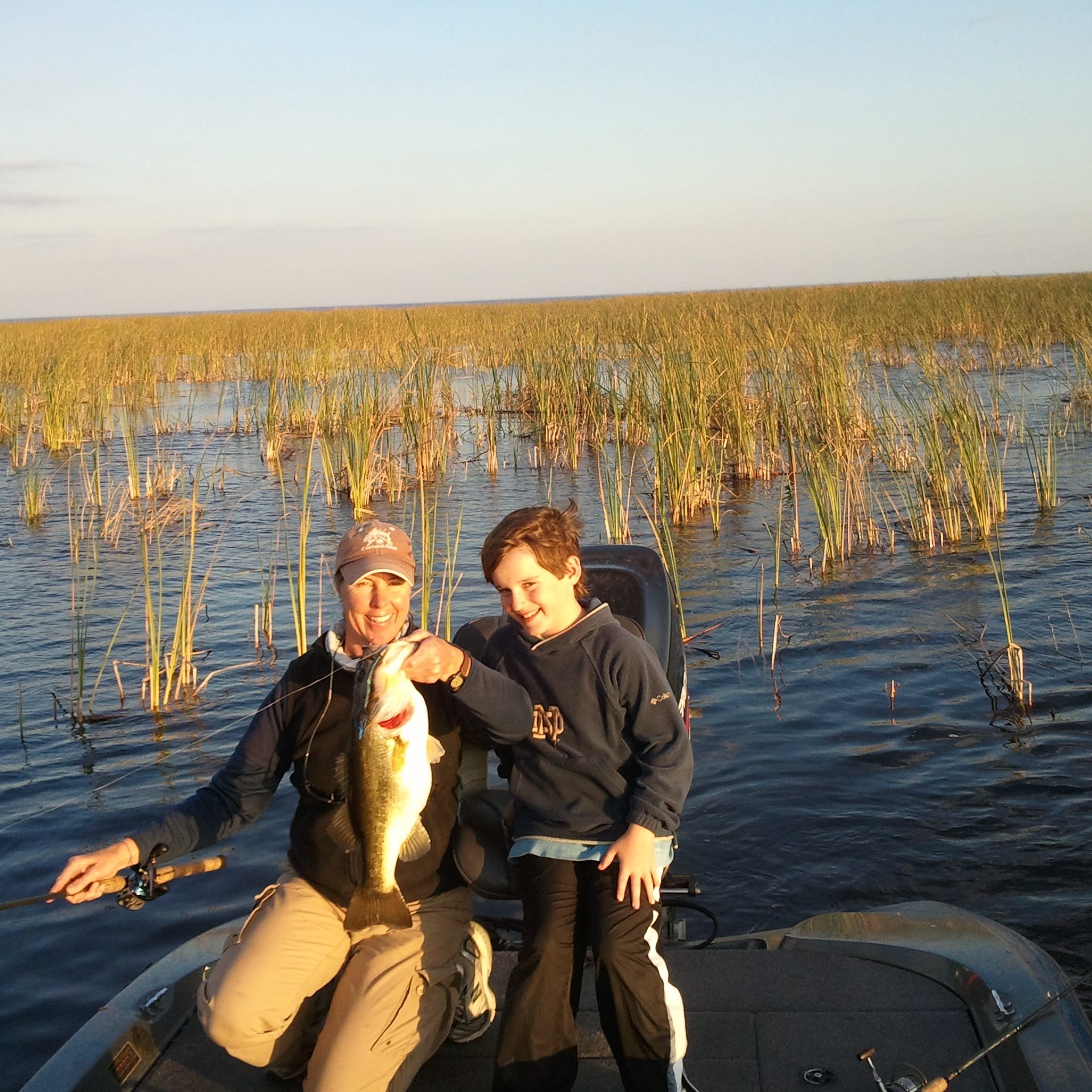 helping a little guy land his big O bass